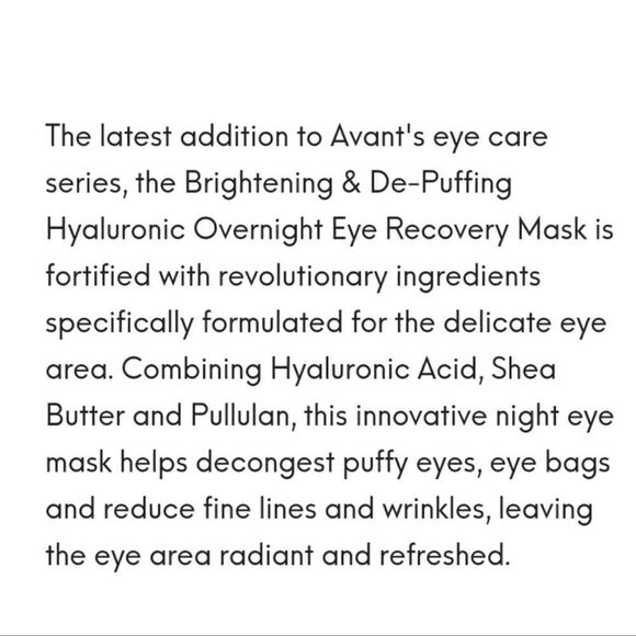 Avant Brightening & De-Puffing Hyaluronic Overnight Eye Recovery Mask - Picture 3 of 6